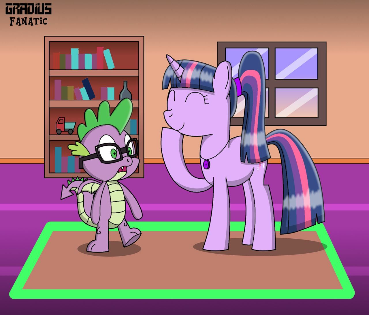 2301584 - safe, artist:gradiusfanatic, sci-twi, spike, twilight